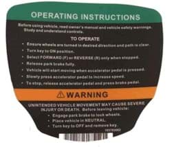 Picture of Operating instruction decal