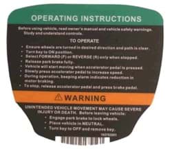 Picture of Operating Instruction Decal